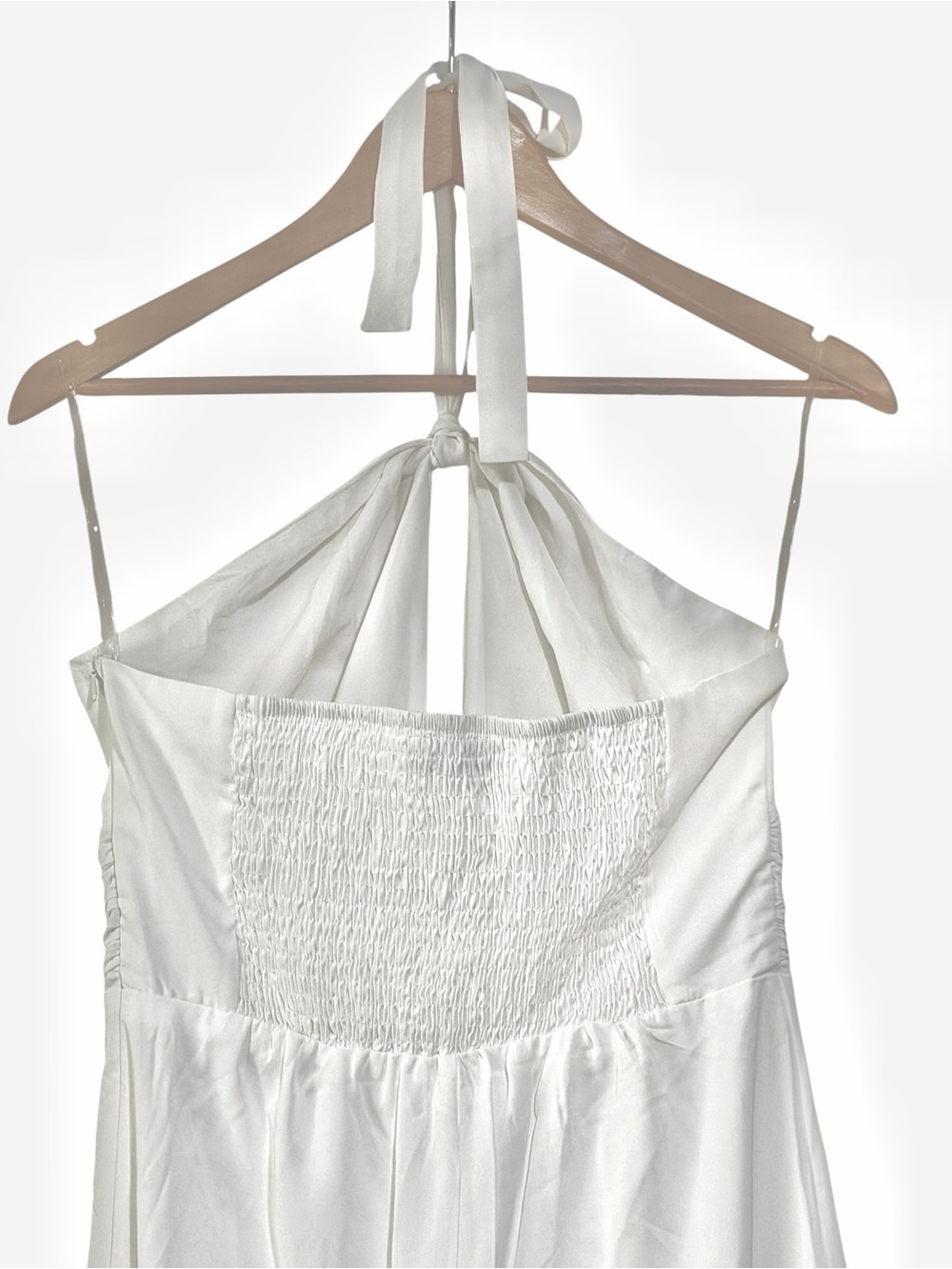 White Halter Wide Leg with Front Keyhole Jumpsuit - Picture 7 of 8